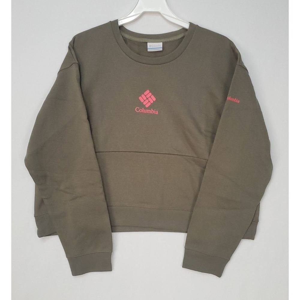 Columbia Women's Trek Colorblock Crew Sweatshirt Stone Green Sz‎ 1X NEW